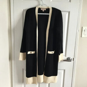 Philosophy Chic Padded Shoulder Novelty  Button Pocket Cardigan SZ L